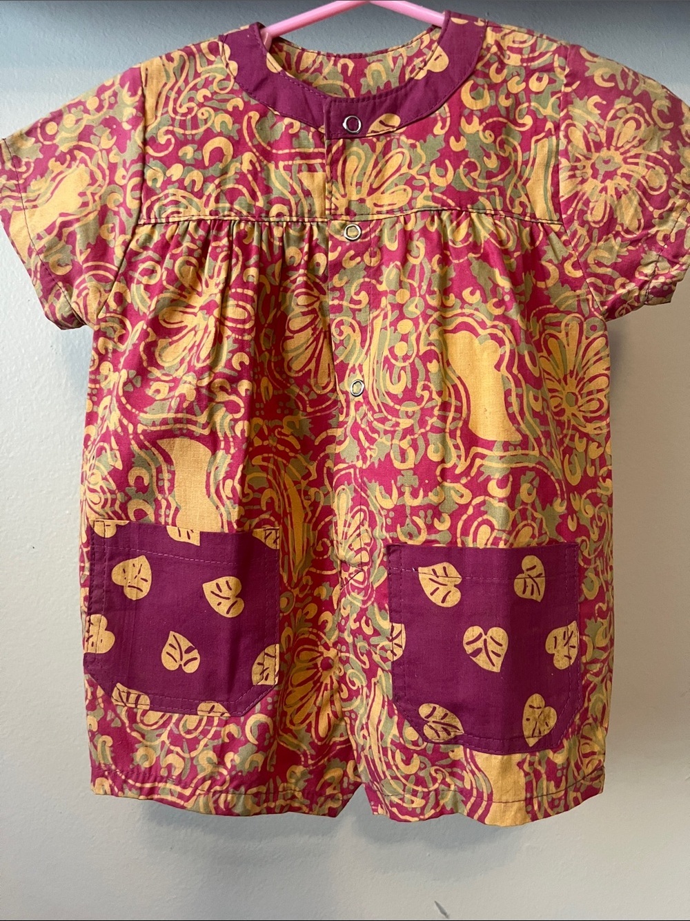 Vintage Young Colors Kids Beautiful Batik Floral & Leaf Print Romper​